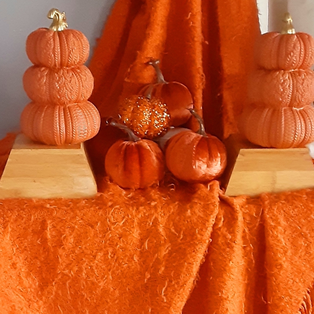 Fall Decor Orange Pumpkin Accents 8 pc